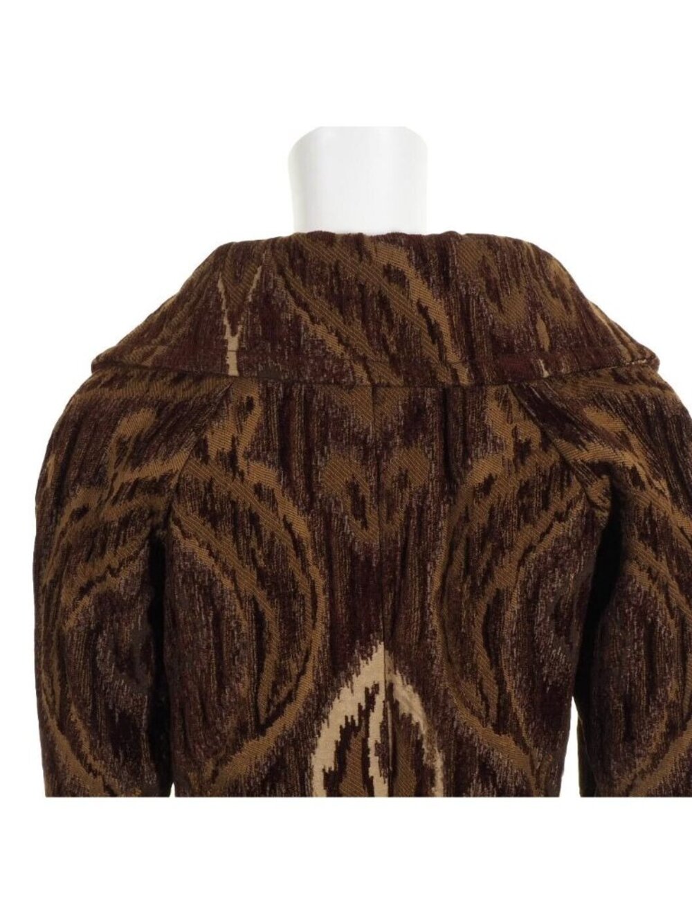 Brocade Womens Jacket S / M Lined Brown Tan Shawl Collar Hand Taylored - Picture 5 of 12